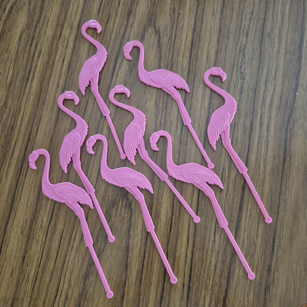 Pink Flamingo Swizzle Sticks Set Of 8